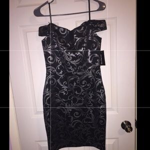 Gray and black dress